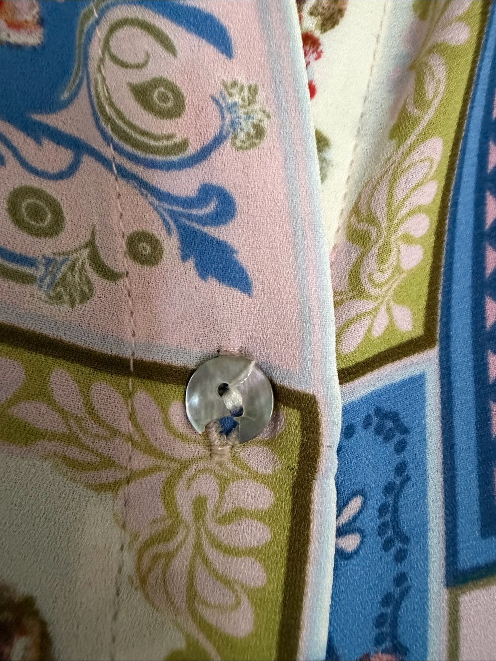 Rose & Olive Blue Multi Floral Patchwork Button-Down Shirt - Picture 4 of 12
